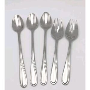 Lenox Summerville 5 Pc IceTea Spoon & Spork Set 18/10 Stainless Flatware Vietnam
